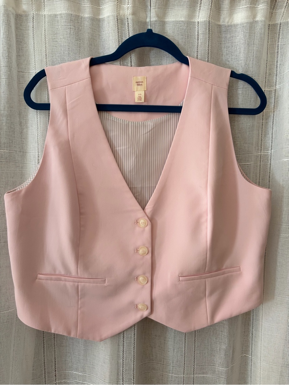 NWOT Pastel Pink Button Front Vest size Large